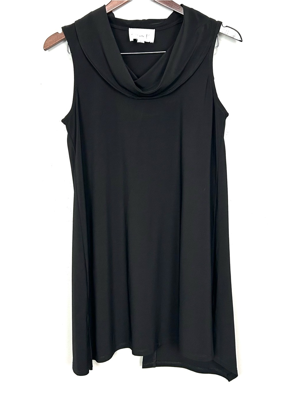Compli K Cowl Neck Tunic Top Women’s Size S Asymmetrical Jersey Knit Button Back